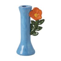 Kandelaar bloem - blauw/oranje - ø10.7x18.3 cm Kandelaar bloem - blauw/oranje - ø10.7x18.3 cm