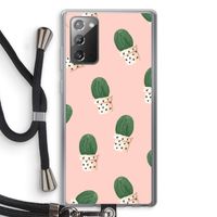 Cactusprint roze: Samsung Galaxy Note 20 / Note 20 5G Transparant Hoesje met koord Cactusprint roze: Samsung Galaxy Note 20 / Note 20 5G Transparant Hoesje met koord