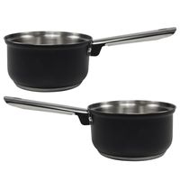 Steelpan/sauspan - 2x - zwart - RVS - D16 cm - 1L - Alle warmtebronnen - thumbnail