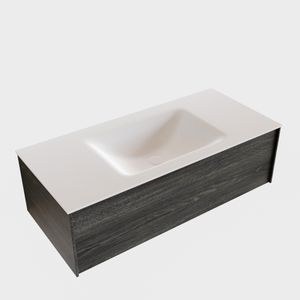 Badkamermeubel BWS Madrid Antraciet 100x45x30 cm Mat Witte Solid Surface Wastafel (1 kraangat)