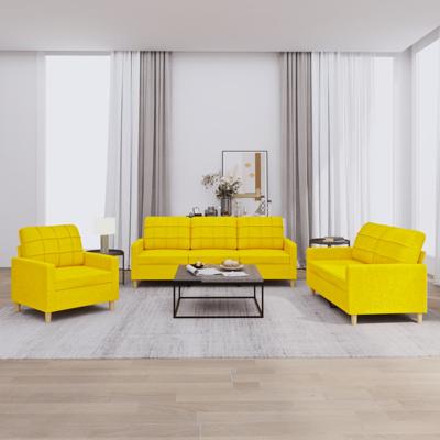 3-delige Loungeset met kussens stof lichtgeel