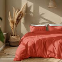 Dekbedovertrek Percale - Eenpersoons (140x200 cm) - Rood Percale katoen - Dessin: Effen - Presence - Dekbed-Discounter.nl