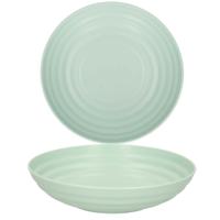 Rond bord/camping - 6x - diep bord - D19 cm - groen - kunststof - onbreekbaar