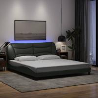 Bedframe met LED zonder matras 180x200 cm stof donkergrijs