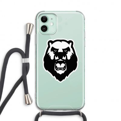 Angry Bear (white): iPhone 11 Transparant Hoesje met koord