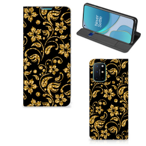 OnePlus 8T Smart Cover Gouden Bloemen