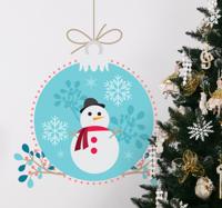 Sticker sneeuwpop in kerstbal