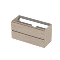 INK - Onderkast 2 Laden Greeploos met Houten Keerlijst - 1000x400x520 Mm - Ivoor Eiken