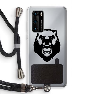 Angry Bear (black): Huawei P40 Transparant Hoesje met koord