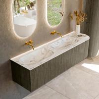 Badmeubel Mondiaz Kurve-Dlux | 165 cm cm | Meubelkleur Shadow | Wastafelkleur Glace | Solid surface | Dubbel / Links spoelbak | Zonder kraangat(en)