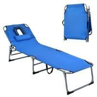 5 Positie Verstelbare Vouwbare Loungestoel Oxford Stof Zonnebank 150KG Lading Blauw
