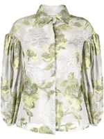 Gemy Maalouf blouse à fleurs en jacquard - Vert - thumbnail