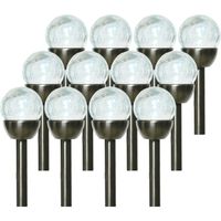 12x Buiten LED RVS bollen stekers Navi solar verlichting 24 cm colour changing - thumbnail