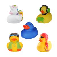 Rubber badeendjes/karakters mix - 5x stuks - badkamer fun artikelen - size 5 cm - kunststof