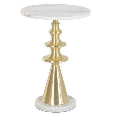 Bijzettafel / salontafel Elegance - goud - metaal / marmer - rond - D41 x H58 cm - luxe wonen