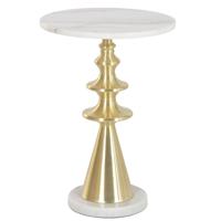 Bijzettafel / salontafel Elegance - goud - metaal / marmer - rond - D41 x H58 cm - luxe wonen