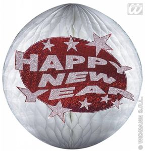 Happy new year papierdecoratie rood