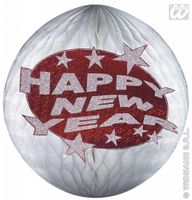 Happy new year papierdecoratie rood - thumbnail