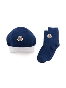 Moncler Enfant lot bonnet-chaussettes en coton - Bleu