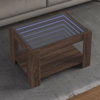 Salontafel met LED 73x53x45 cm bewerkt hout bruin eikenkleurig