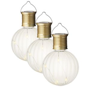 3x Buiten LED lampion solar verlichting 11 cm