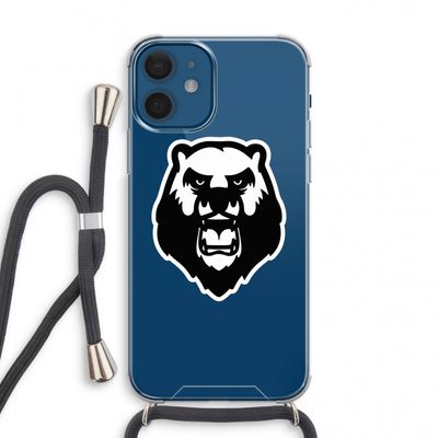 Angry Bear (white): iPhone 12 mini Transparant Hoesje met koord