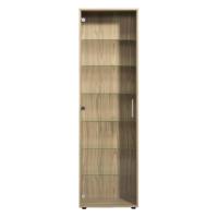 Leen Bakker - Vitrinekast Ansio - Naturel - 172x50x30 Cm - Spaanplaat/Glas - Beige Leen Bakker - Vitrinekast Ansio - Naturel - 172x50x30 Cm - Spaanplaat/Glas - Beige
