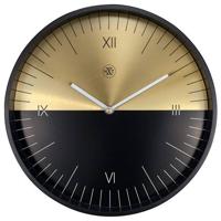 NeXtime - nXt - Wandklok - 30 cm - Metaal - Zwart | Goud - 'Half' NeXtime - nXt - Wandklok - 30 cm - Metaal - Zwart | Goud - 'Half'
