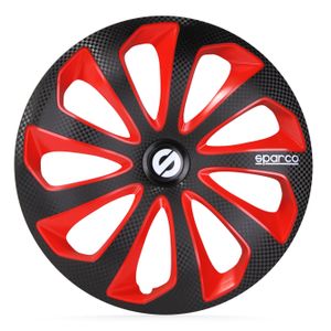 4-Delige Sparco Wieldoppenset Sicilia 15-inch zwart/rood/carbon SP1575BKRDC