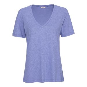 T-shirt met V-hals van hennep en bio-katoen, duifblauw Maat: 50