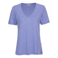 T-shirt met V-hals van hennep en bio-katoen, duifblauw Maat: 50