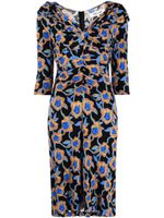 DVF Diane von Furstenberg robe fleurie Jin à col v - Noir