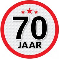 70 jaar leeftijd sticker - rond - Dia 15 cm - 70 jaar verjaardag - jubileum - leeftijd versiering