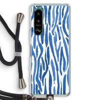Blauwe nerven: Sony Xperia 5 III Transparant Hoesje met koord