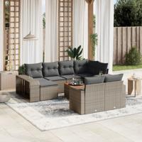 11-delige Loungeset met kussens poly rattan grijs