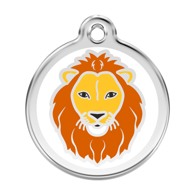 Lion White roestvrijstalen hondenpenning large/groot dia. 3,8 cm - Reddingo