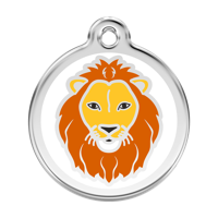Lion White roestvrijstalen hondenpenning large/groot dia. 3,8 cm - Reddingo