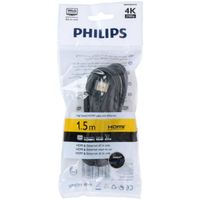 Philips HDMI Kabel met Ethernet SWV5401P/10 - HDMI Kabel 4K - 1.5 Meter - Minimaal Signaalverlies - PVC - Zwart - thumbnail