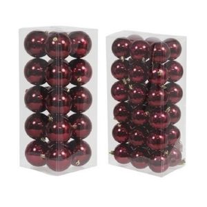 Kerstversiering kunststof kerstballen bordeaux rood 6 en 8 cm pakket van 56x stuks