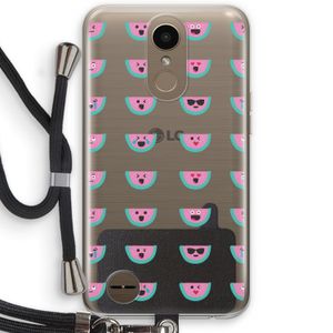 Smiley watermeloenprint: LG K10 (2017) Transparant Hoesje met koord