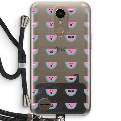 Smiley watermeloenprint: LG K10 (2017) Transparant Hoesje met koord