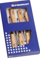 Promat /tecwerk schroevendraaierset | 7-delig sleuf / ph / priem | houten greep | ronde kling met 6-kant aanzet - 4000827119