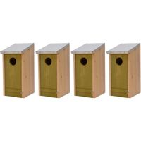 4x Houten vogelhuisjes/nestkastjes lichtgroene voorzijde 26 cm   -