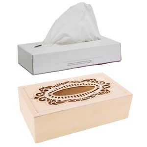 Tissuedoos/tissuebox van hout met sierlijk design 26 x 14 cm met vulling