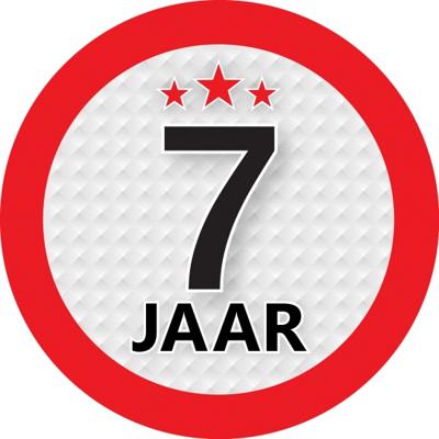 7 jaar leeftijd sticker - rond - Dia 9 cm - 7 jaar verjaardag - jubileum - leeftijd versiering