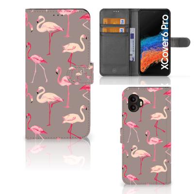 Samsung Galaxy Xcover 6 Pro | Telefoonhoesje | Met pasjeshouder | Flamingo