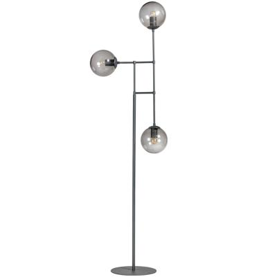 ETH Design vloerlampDavina 3-lichts zwart met smoke glas - 05-VL8191-30