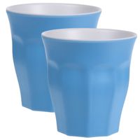 6x stuks onbreekbare kunststof/melamine blauwe drinkbeker 9 x 8.7 cm voor outdoor/camping