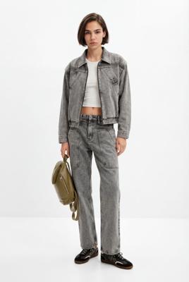 Straight jeans met patch - BLACK - 44