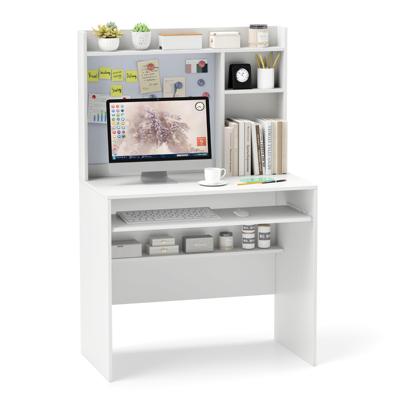 Bureau met Magnetisch Prikbord Kleine Computertafel met Opzetstuk Toetsenbordlade en Verstelbare Plank PC-Tafel voor Thuiskantoor